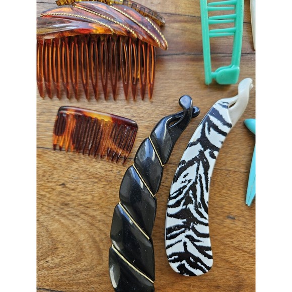 Vintage 1980s lot of 19 Hair Accessories Side Clips Banana Clips - Picture 4 of 7